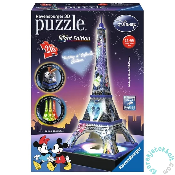 Ravensburger 216 db-os 3D Mickey &amp; Minnie Night Edition puzzle - Eiffel-torony (12520)