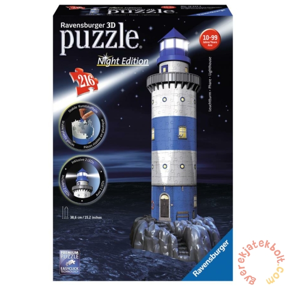 Ravensburger 216 db-os 3D Night Edition puzzle - Világítótorony (12577)