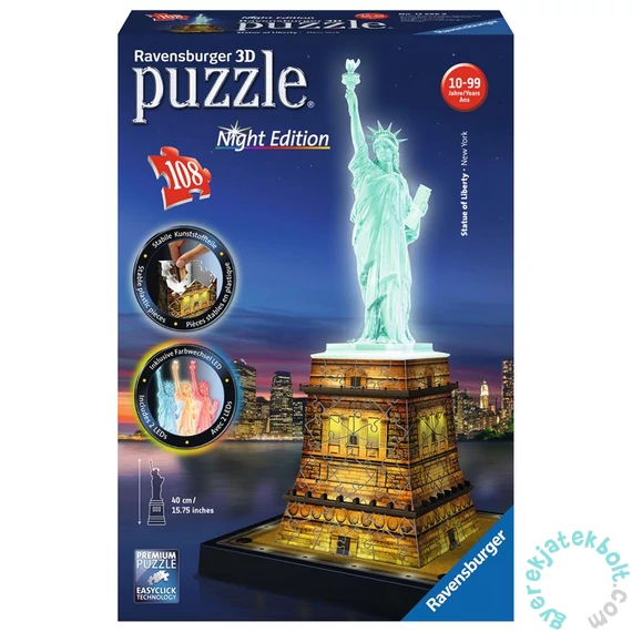 Ravensburger 108 db-os 3D Night Edition puzzle - Szabadság szobor (12596)