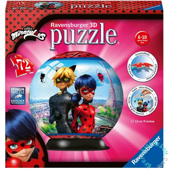 Ravensburger 72 db-os 3D gömb puzzle - Miraculous (11167)