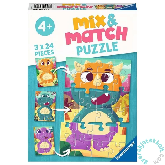 Ravensburger 3 x 24 db-os Mix and Match puzzle - Kedves dínók (05197)