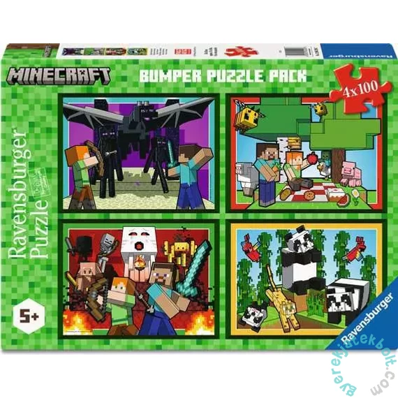 Ravensburger 4 x 100 db-os puzzle - Minecraft (12004290)