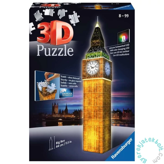 Ravensburger 216 db-os 3D Night Edition puzzle - Big Ben (12588)