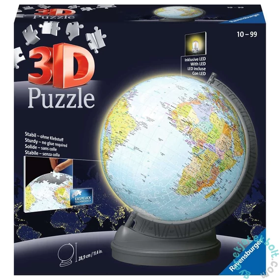 Ravensburger 540 db-os 3D Világító gömb puzzle - Földgömb (11549)
