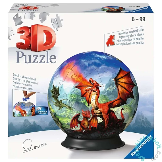 Ravensburger 72 db-os 3D gömb puzzle - Misztikus sárkányok (11565)