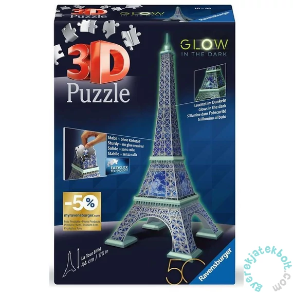 Ravensburger 216 db-os 3D foszforeszkáló puzzle - Eiffel-torony (11591)