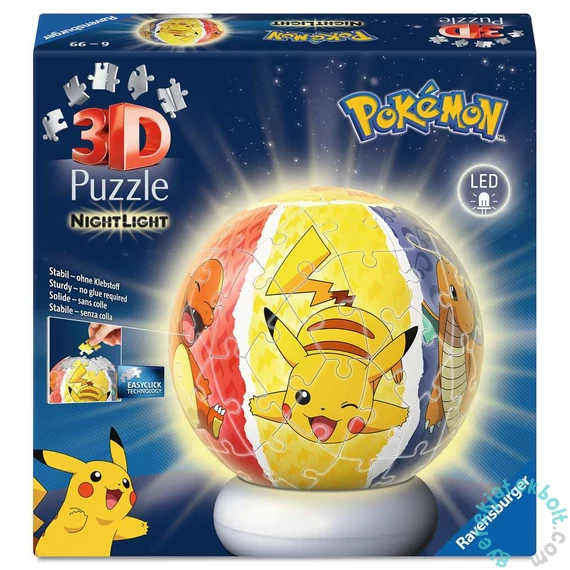 Ravensburger 72 db -os 3D világító gömb puzzle  - Pokémon éjjeli fény (12008053)