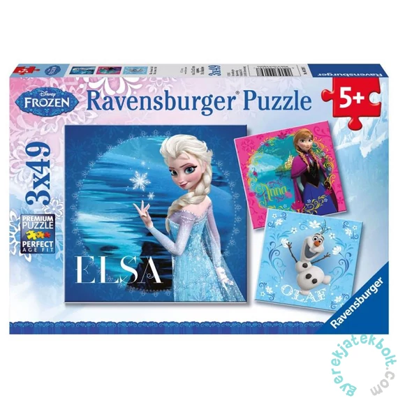 Ravensburger 3 x 49 db-os puzzle - Jégvarázs - Elsa, Anna és Olaf (09269)