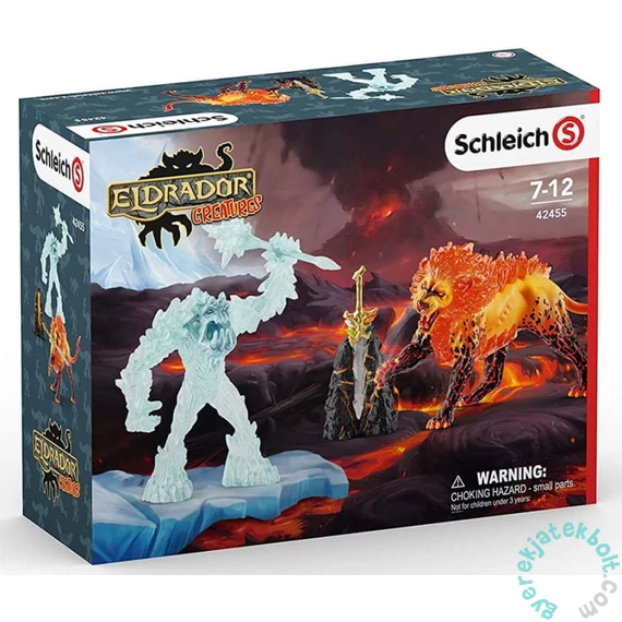 Schleich 42455 Harc a szuperfegyverért a Fagyszörny és a Tűzoroszlán között játékszett - Eldrador
