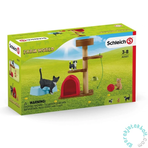 Schleich 42501 Játékélmény aranyos cicáknak játékszett - Farm World