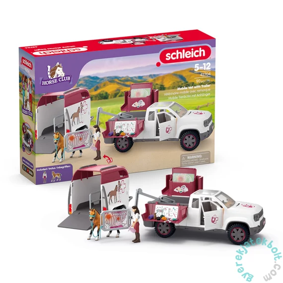 Schleich 42704 Mobil állatorvosi klinika pótkocsival játékszett - Horse Club