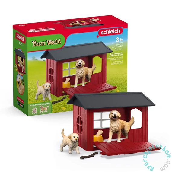 Schleich 42722 Kutya Kennel Golden Retrieverrel játékszett - Farm World