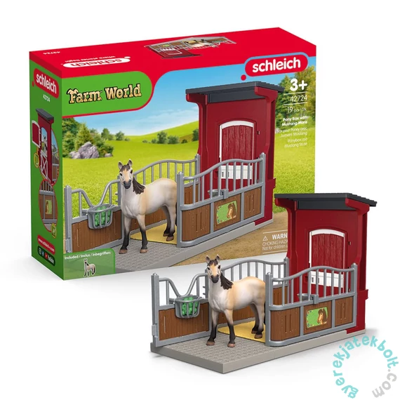 Schleich 42724 Ponybox Mustang kancával játékszett - Farm World