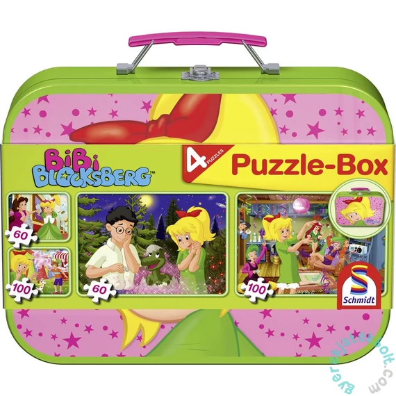 Schmidt 2x60+2x100 db-os puzzle fém bőröndben - Bibi Blocksberg Puzzle-Box (55595)