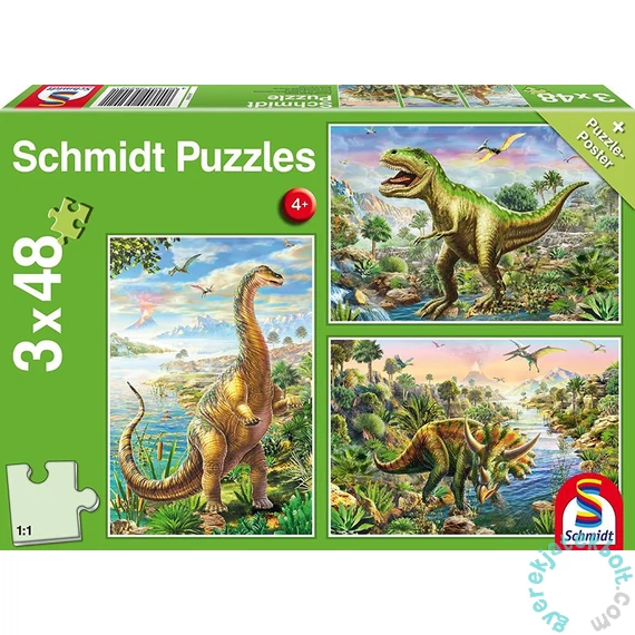 Schmidt 3 x 48 db-os puzzle - Dinosaur Adventures (56202)