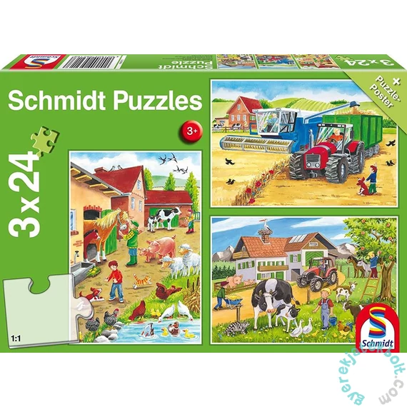 Schmidt 3 x 24 db-os puzzle - On the Farm (56216)