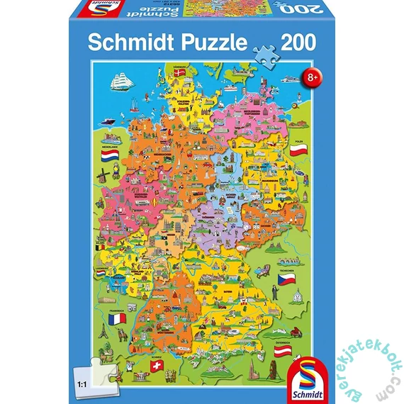 Schmidt 200 db-os puzzle - Cartoon Map of Germany (56312)