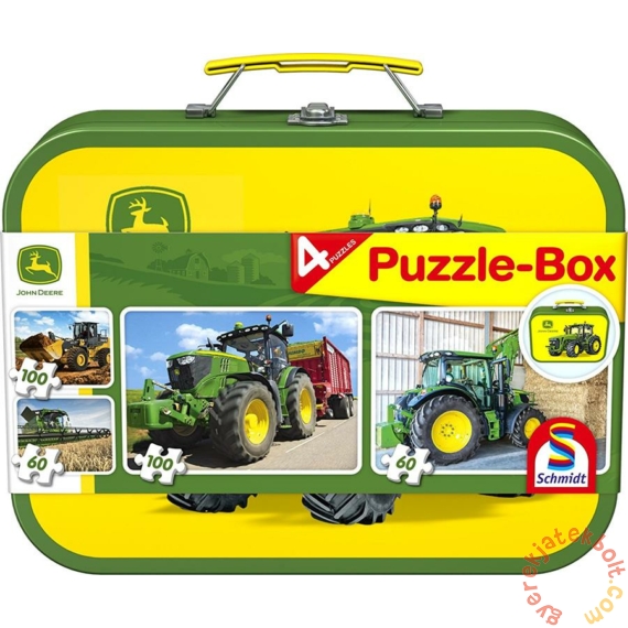 Schmidt 2x60+2x100 db-os puzzle fém bőröndben - John Deere Puzzle-Box (56497)