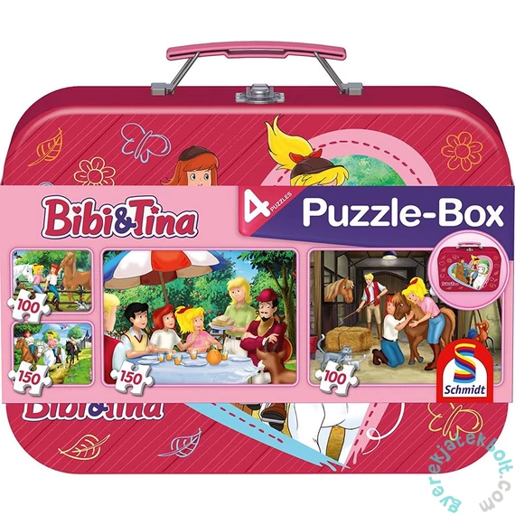 Schmidt 2x100+2x150 db-os puzzle fém bőröndben - Bibi &amp; Tina (56509)