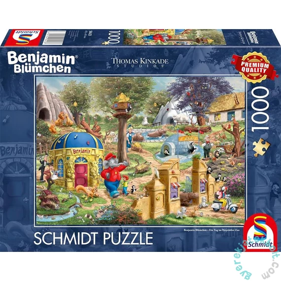 Schmidt 1000 db-os puzzle - Benjamin Blümchen - A day at the Neustadter Zoo, Thomas Kinkade (58423)