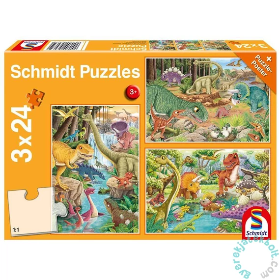 Schmidt 3 x 24 db-os puzzle - Dinosaur fun (56465)