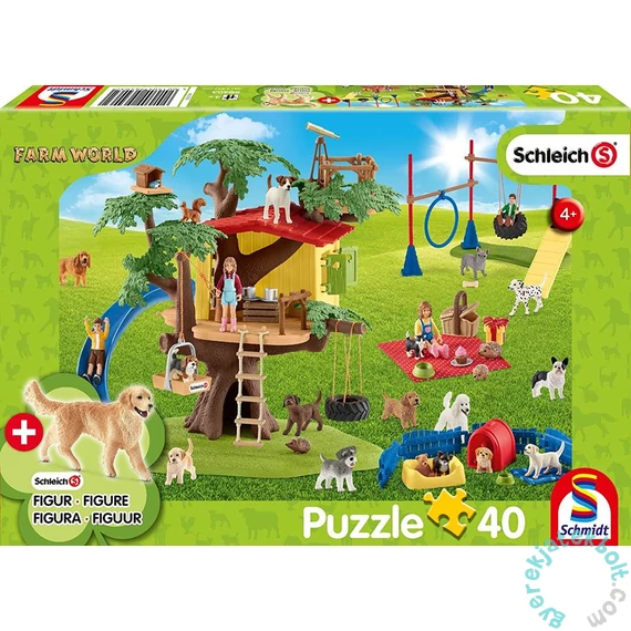 Schmidt 40 db-os Schleich puzzle figurával - Farm World - Happy Dogs (56403)