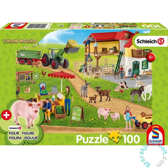 Schmidt 100 db-os Schleich puzzle figurával - Farm World (56404)