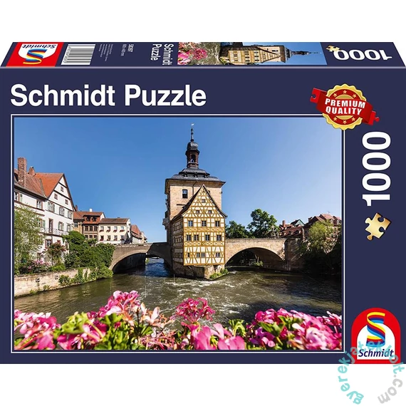 Schmidt 1000 db-os puzzle - Bamberg, Regnitz and Old Town hall (58397)