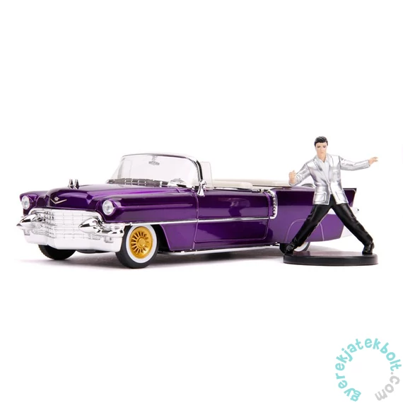 Hollywood Rides fém autómodell - Elvis figurával - 1956 Cadillac Eldorado - 21 cm