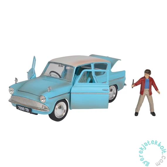 Hollywood Rides fém autómodell - Harry Potter figurával - 1959 Ford Anglia - 18 cm