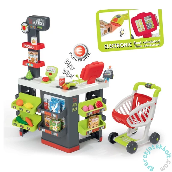 Smoby Szupermarket elektronikus pénztárgéppel - piros (350213)