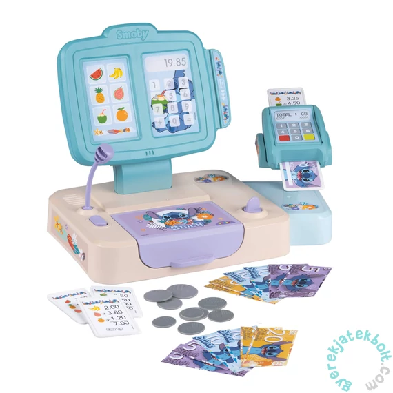 Smoby 350119 Stitch Mini Shop elektronikus játék pénztárgép mérleggel
