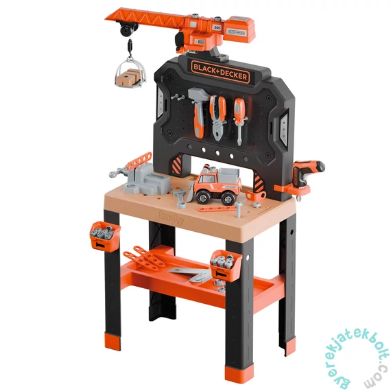 Smoby 360741 Black &amp; Decker Builder szerelőasztal daruval