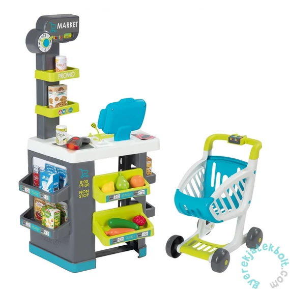 Smoby City Market elektronikus pénztárgéppel - kék (350230)