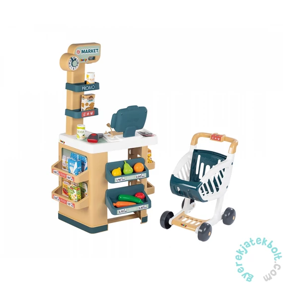 Smoby City Market elektronikus pénztárgéppel - kék - bézs (7600350238)