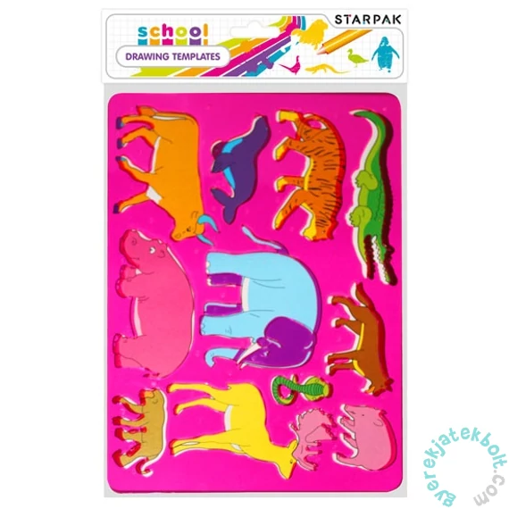 Műanyag sablon 18 x 26 cm - vadon élő állatok