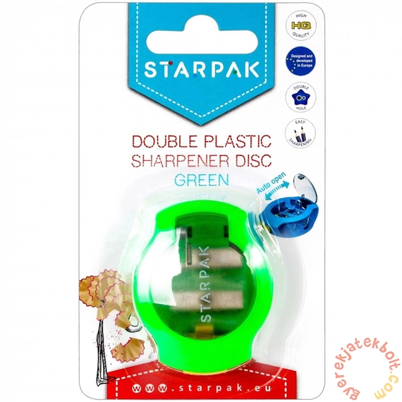 Műanyag dupla tartályos hegyező - Disc - zöld