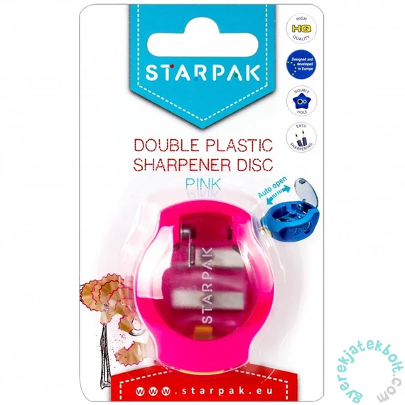 Műanyag dupla tartályos hegyező - Disc - pink