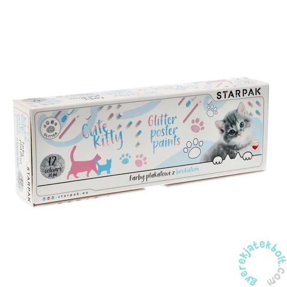 Starpak - Cicás 12 színű csillámos plakát festék készlet