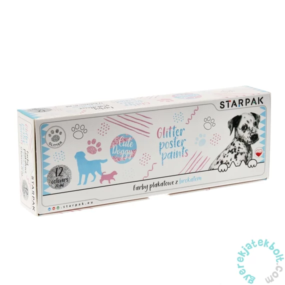 Starpak - Kutyás 12 színű csillámos plakát festék készlet