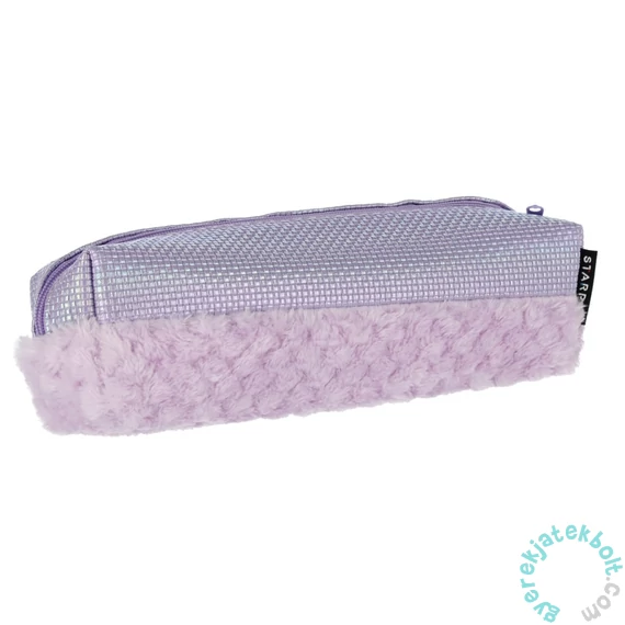 Szögletes tolltartó szőrmével - lila