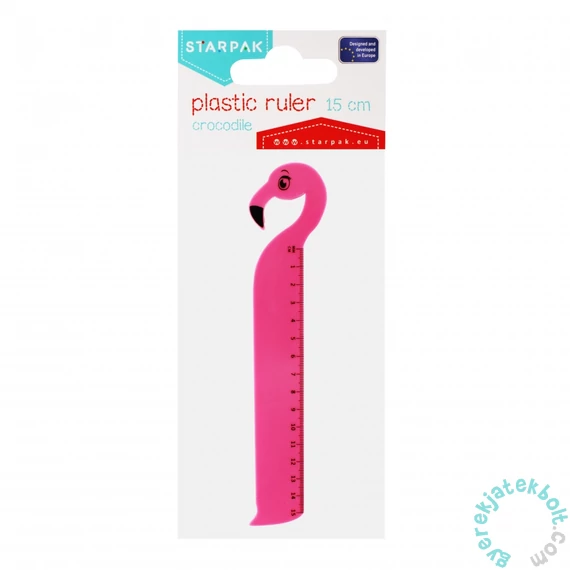 Flamingó formájú műanyag vonalzó - 15 cm