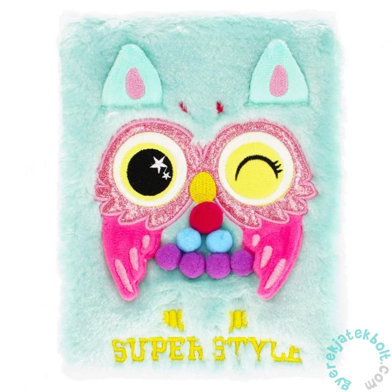 Baglyos szőrmés napló - 15 x 21 cm - Super style (481254)