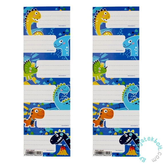 Dinoszaurusz 6 db-os füzetcímke - kétféle