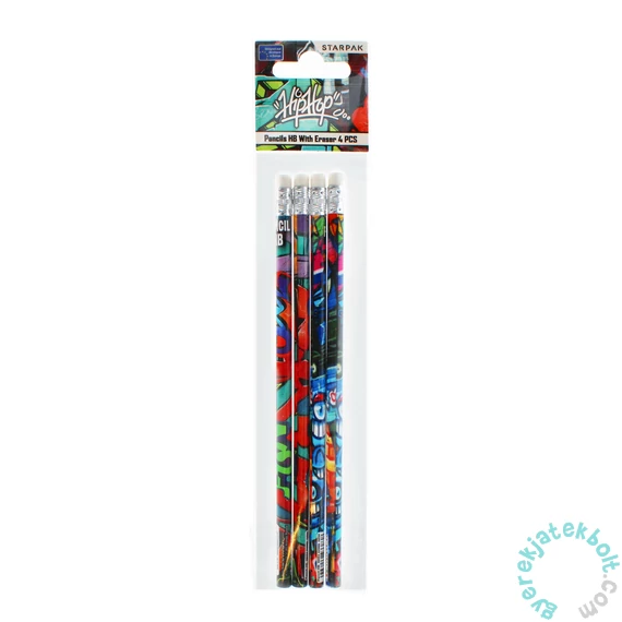 HipHop grafit ceruza radírral - 4 db-os