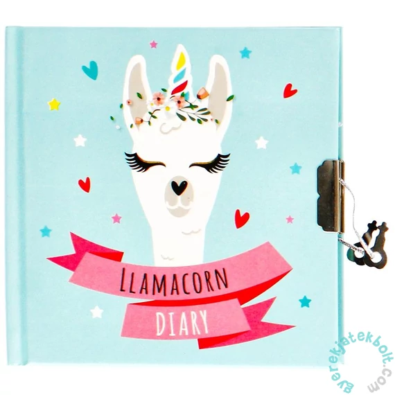 Lámás kulcsos napló 13,5 x 13,5 cm - Llamacorn