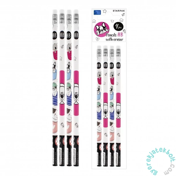 Minisy HB grafit ceruza radírral - 4 db-os