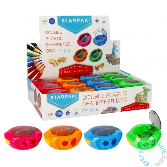 Műanyag dupla tartályos hegyező - Disc - négyféle