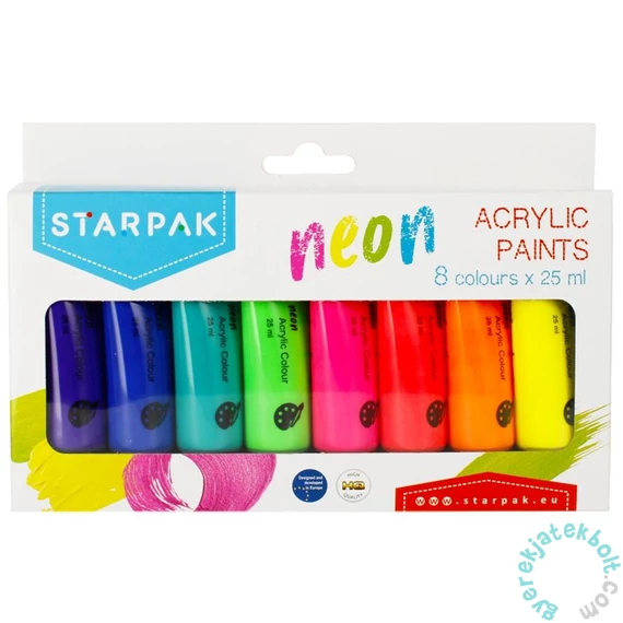 Neon 8 színű akril festék készlet
