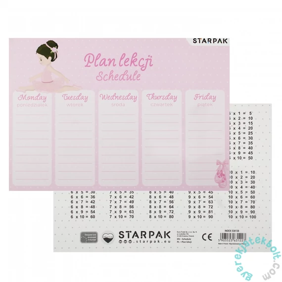 Balerina órarend és szorzótábla (536138)